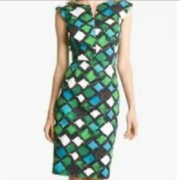 Milly of New York Geometric Block Sleeveless Pencil Sheath Dress sz 4 - Picture 10 of 10